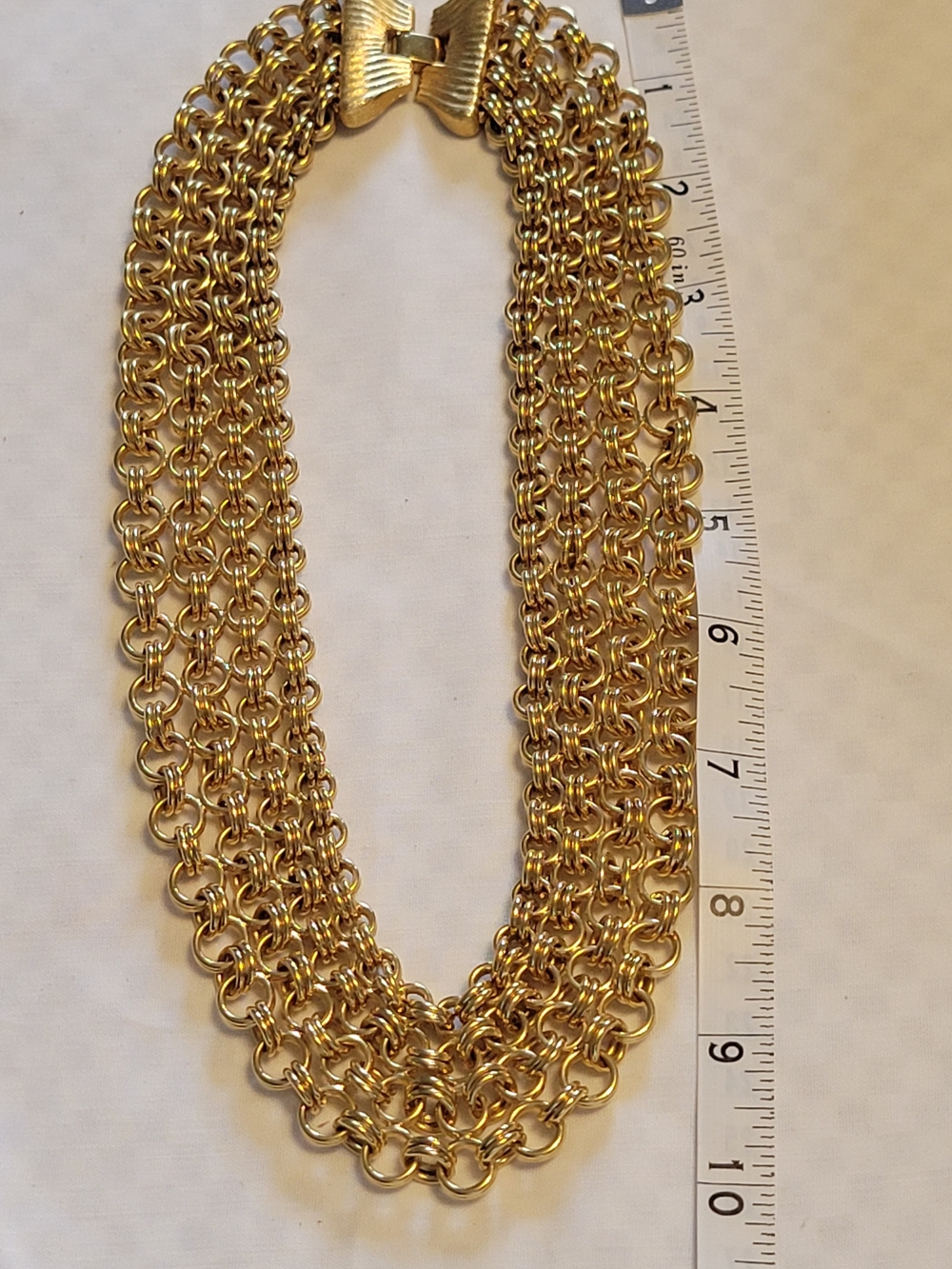 Vtg Monet Multi-Strand Chainlink Gold-Tone Statement Necklace - Picture 4 of 4